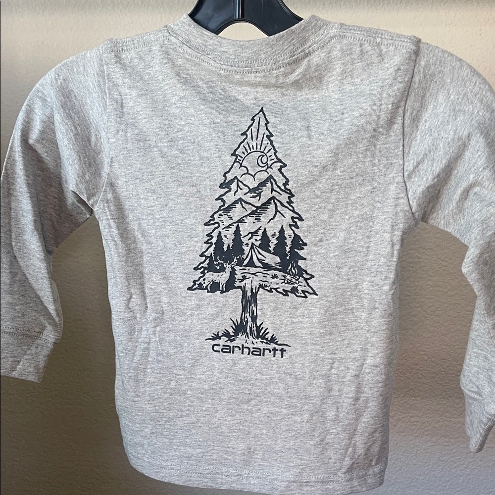 Carhartt NWT Kids Heather Gray Tree Graphic Long Sleeve Tee